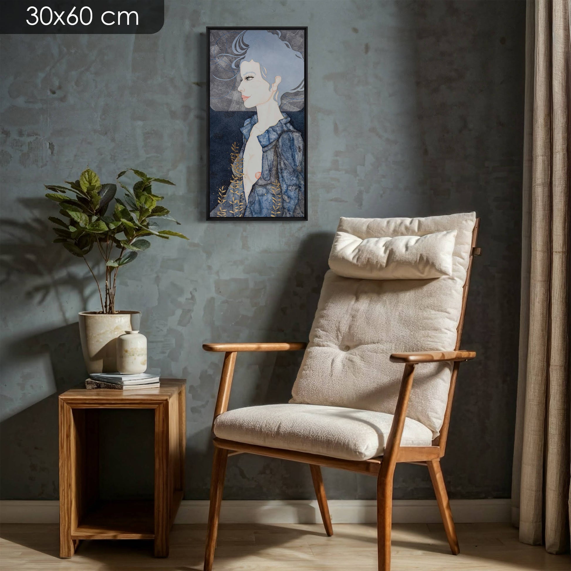 Portrait féminin, illustration figurative d’une artiste peintre femme inspirée par l’art nouveau en Bretagne et Normandie