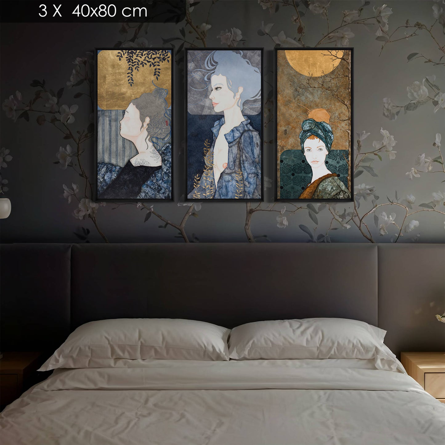 Portrait féminin, illustration figurative d’une artiste peintre femme inspirée par l’art nouveau en Bretagne et Normandie