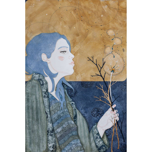 Portrait, Femme, Lalou Kraffe, Peinture originale, Galerie KLE, Poésie, Honfleur, Auray, Pont-Aven