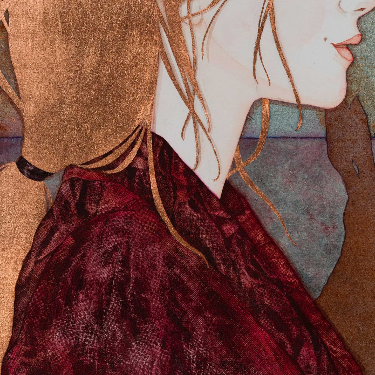 Tableau original : « Un lièvre furtif, le parfum des fleurs, la douceur des couleurs, merci jardin, je respire à nouveau »
