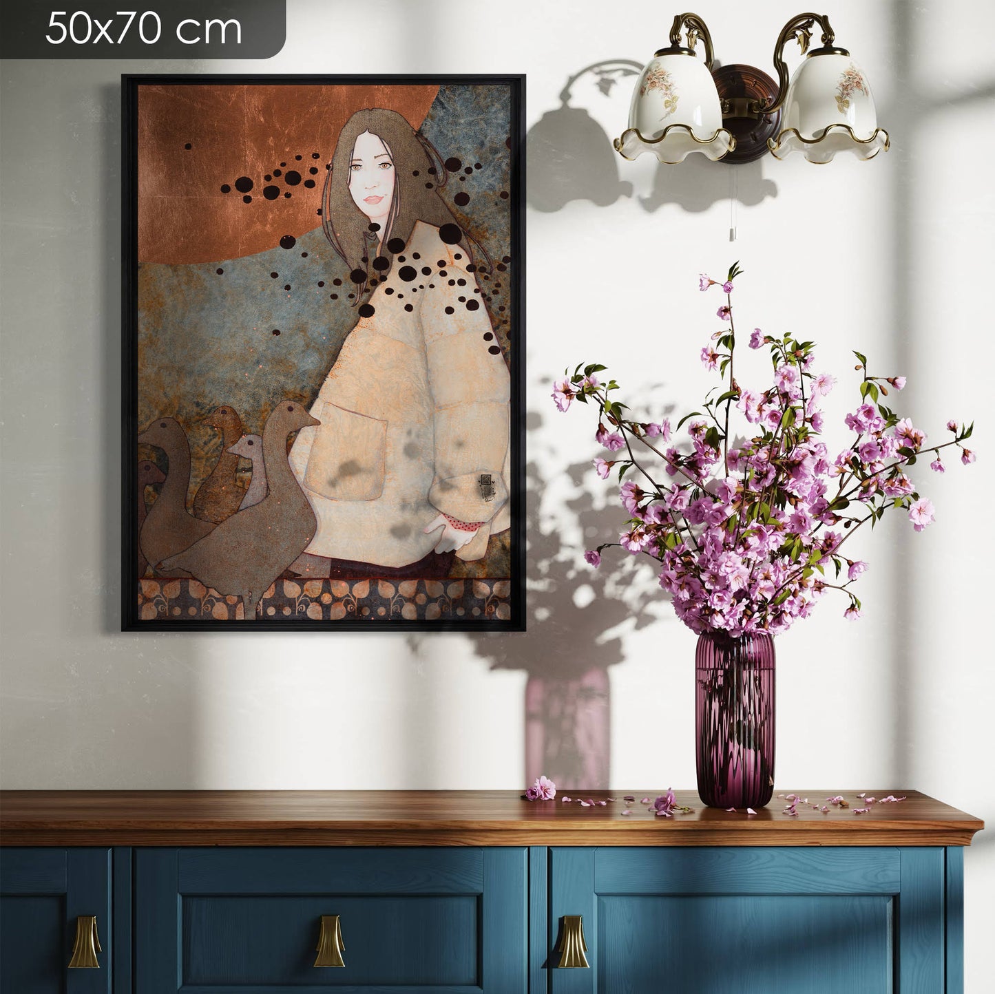 Portrait de femme moderne figuratif, nature et tranquillité poétique de Lalou Kraffe, Galerie KLE en Normandie et Bretagne