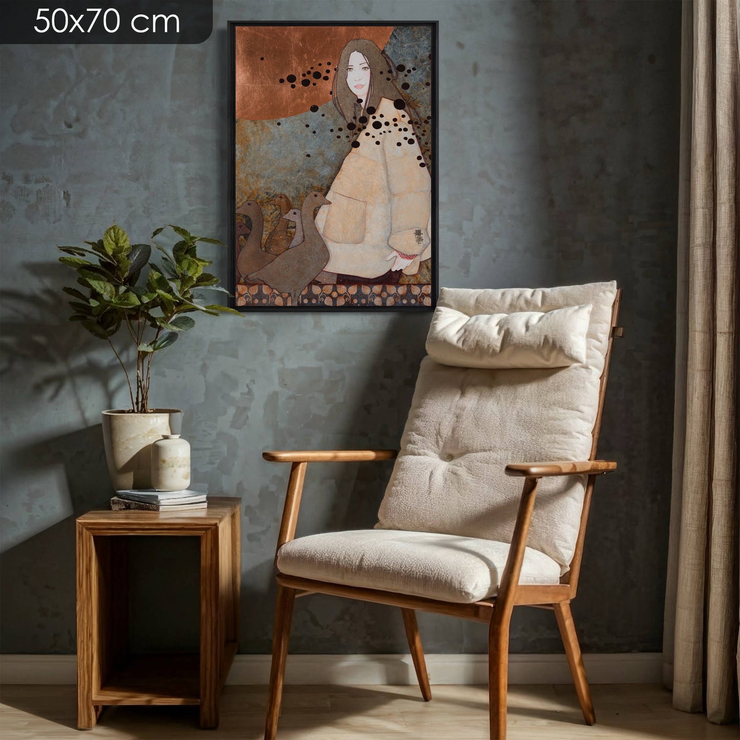 Portrait de femme moderne figuratif, nature et tranquillité poétique de Lalou Kraffe, Galerie KLE en Normandie et Bretagne