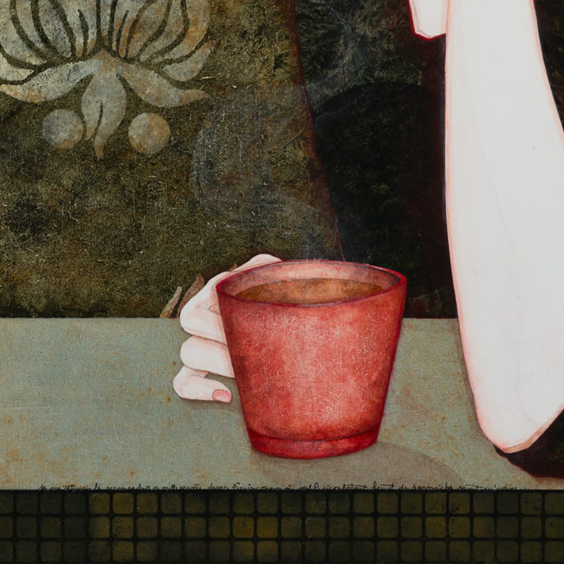 Portrait, Femme, Rêverie, Lalou Kraffe, Galerie KLE, Peinture originale, Figurative, Bretagne, Normandie