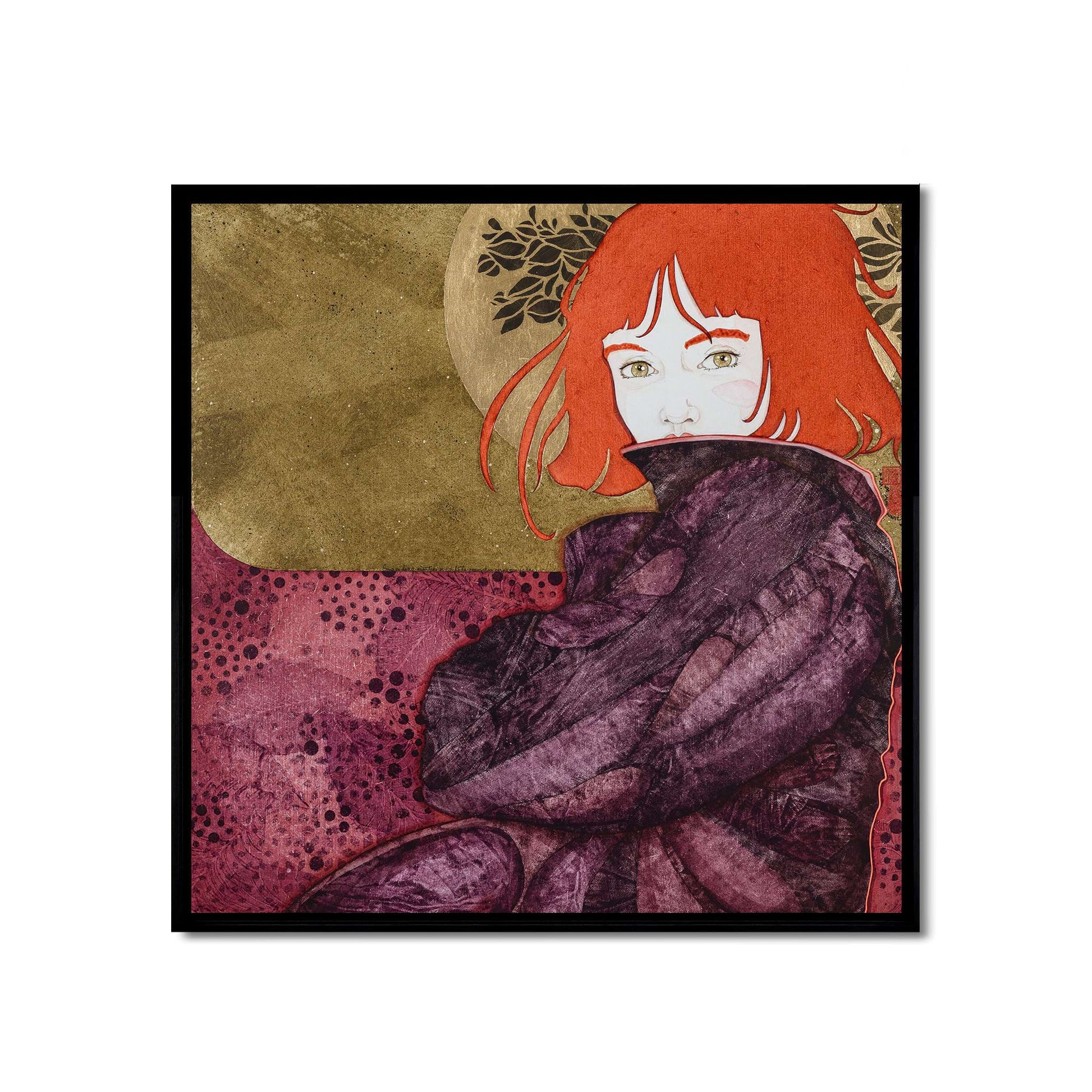 Portrait figuratif moderne et poétique de femme par Lalou Kraffe, KLE galerie en Bretagne et Normandie