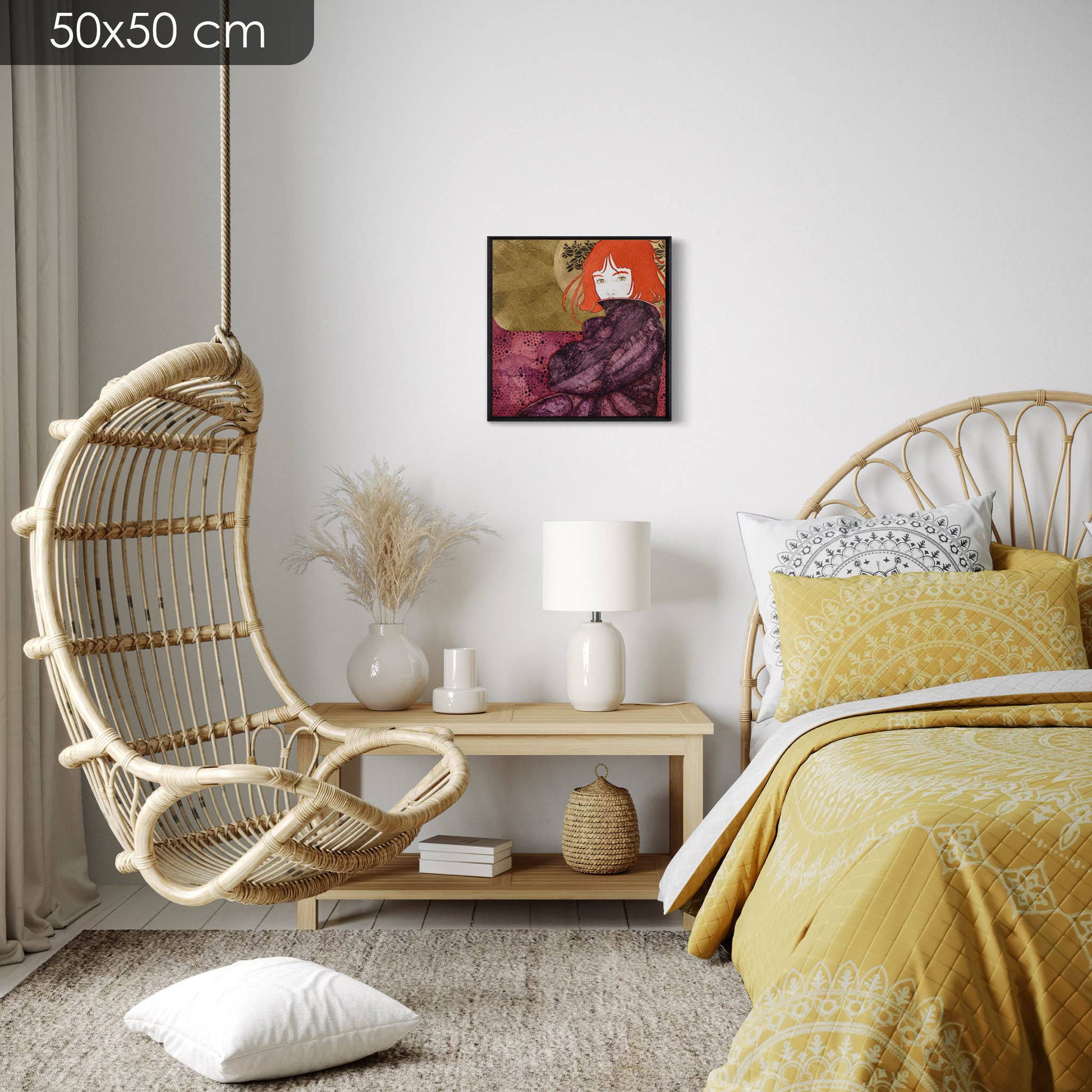 Portrait figuratif moderne et poétique de femme par Lalou Kraffe, KLE galerie en Bretagne et Normandie