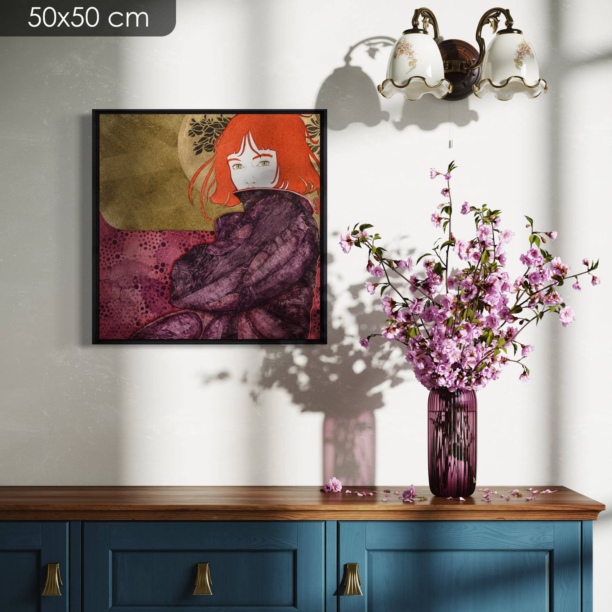 Portrait figuratif moderne et poétique de femme par Lalou Kraffe, KLE galerie en Bretagne et Normandie