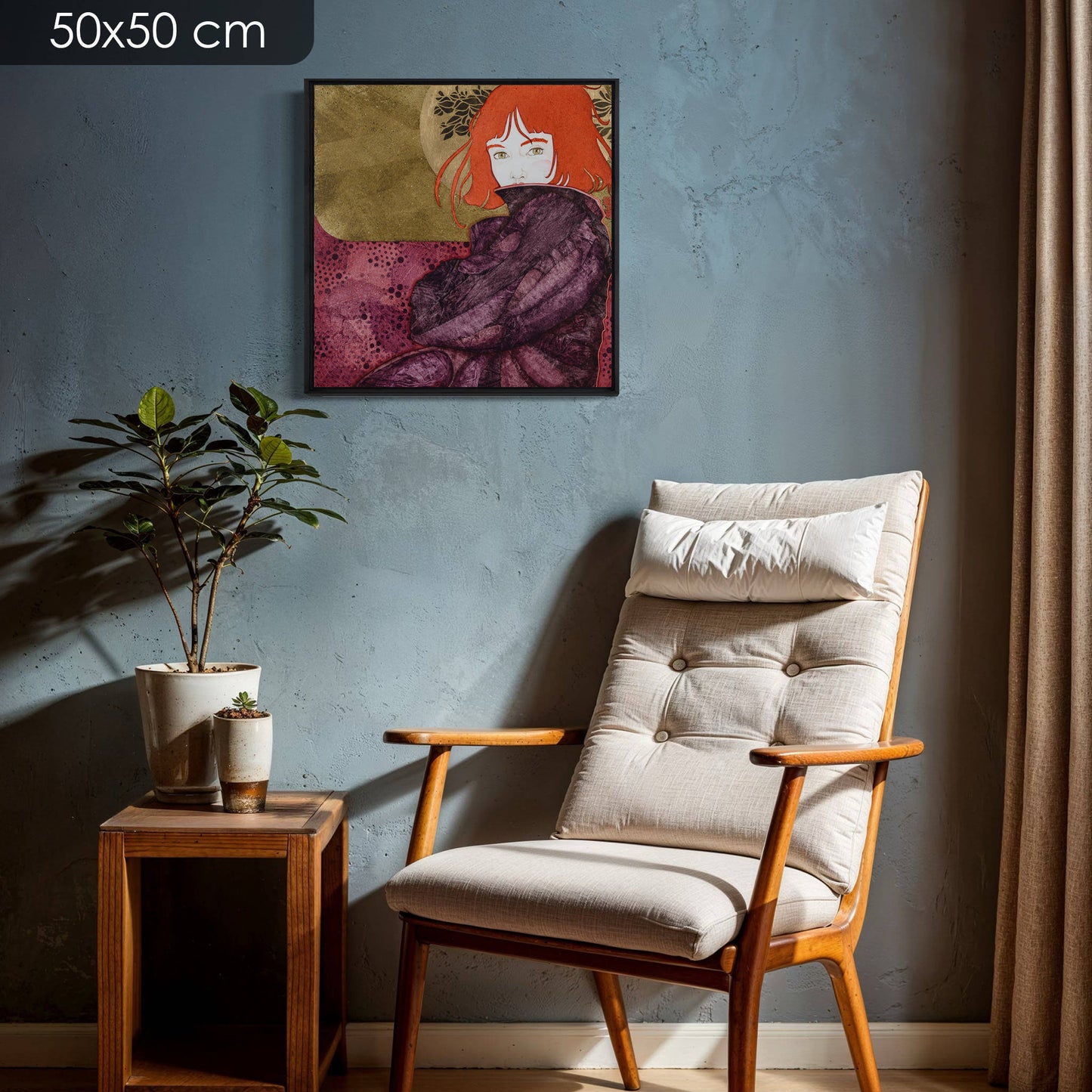 Portrait figuratif moderne et poétique de femme par Lalou Kraffe, KLE galerie en Bretagne et Normandie