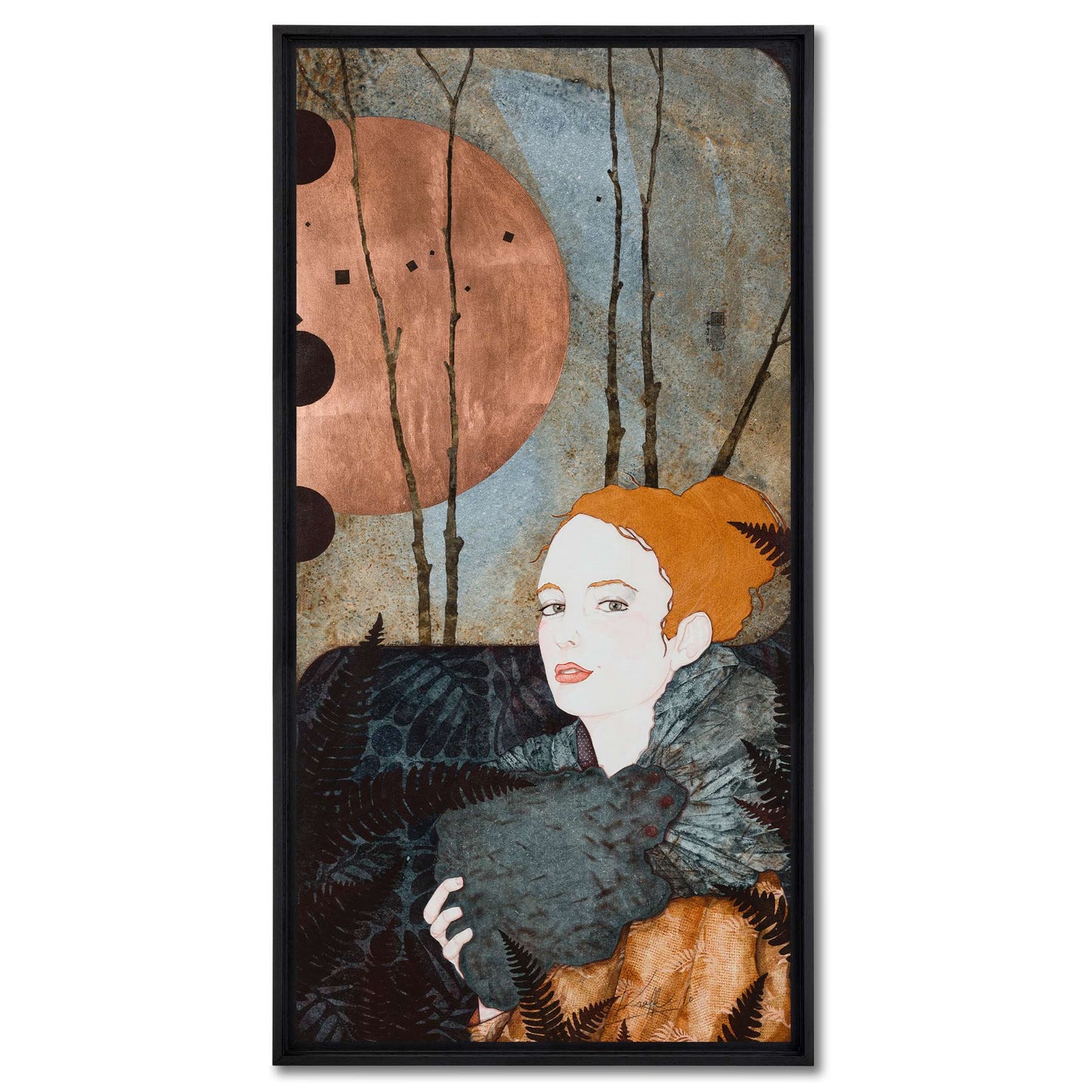 Portrait hivernal féminin, modernité, figuratif, Lalou Kraffe à Auray, Honfleur et Pont-Aven, KLE