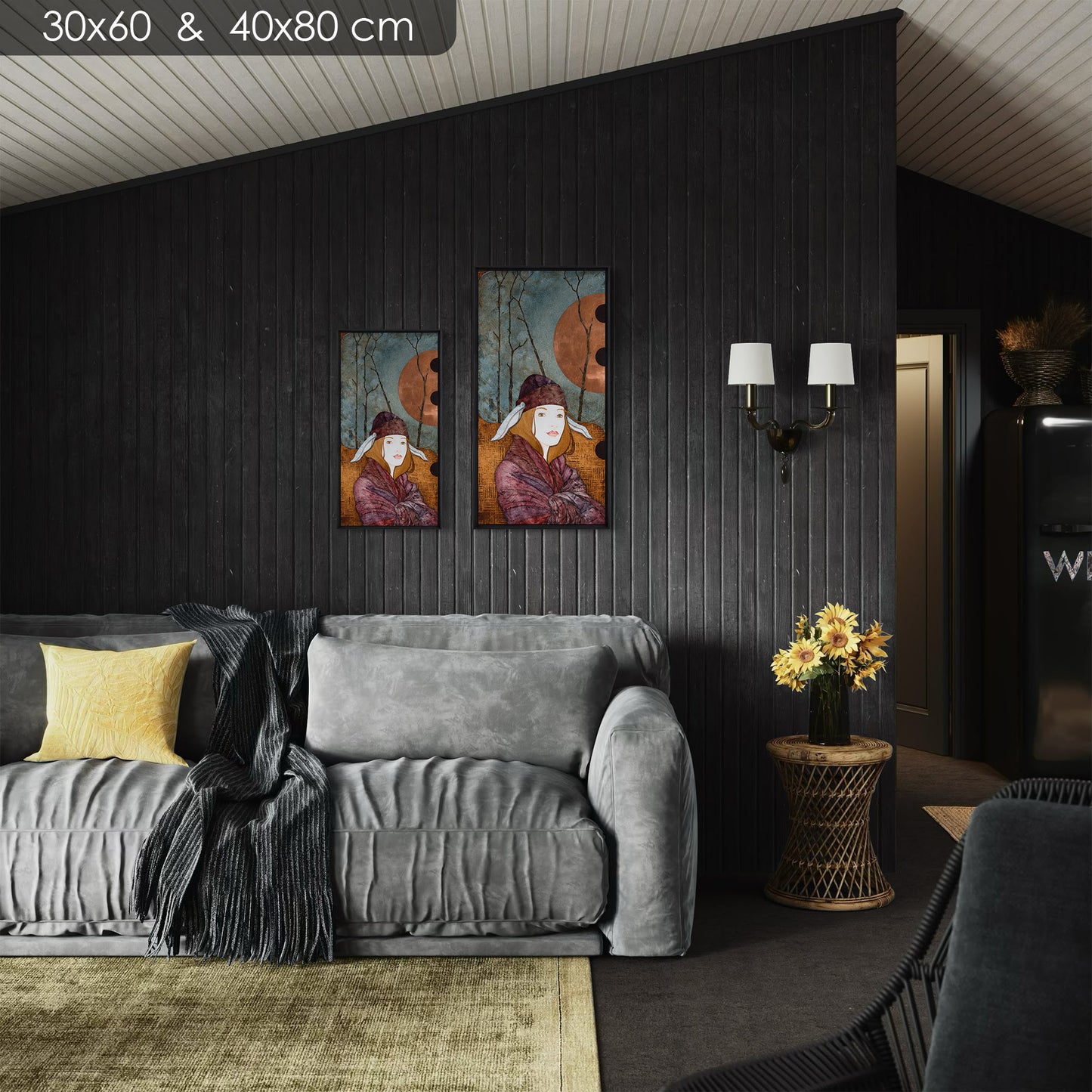 portrait féminin lalou kraffe 30*60 et 40*80