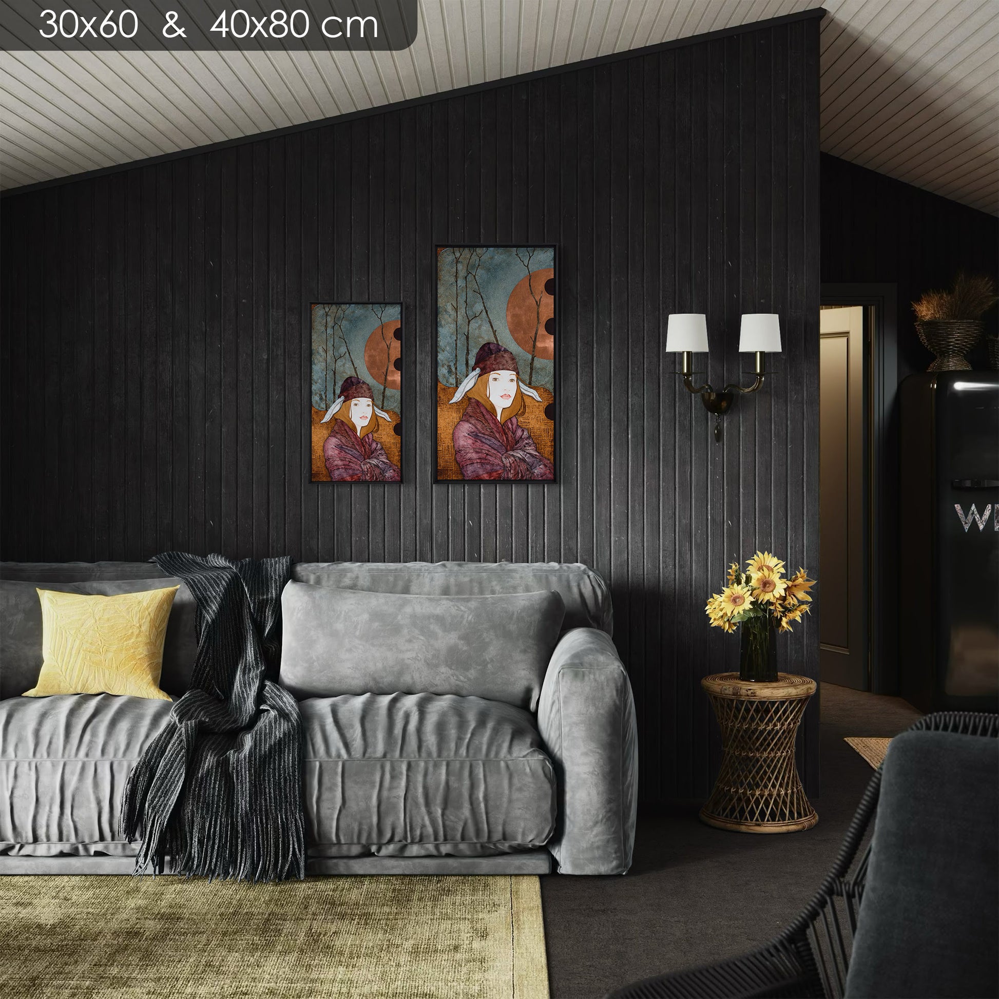 portrait féminin lalou kraffe 30*60 et 40*80