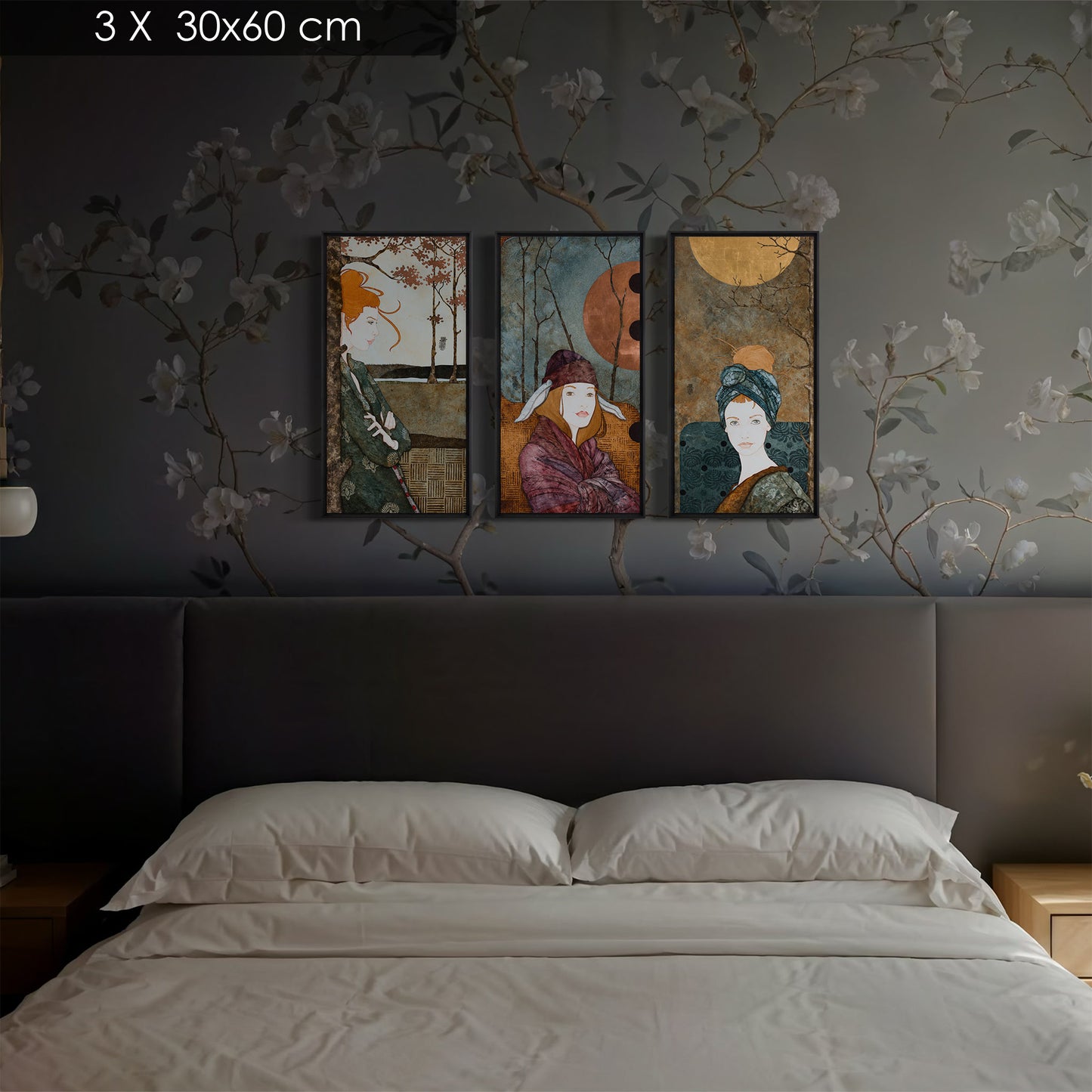 triptyque portrait féminin lalou kraffe 30*60 et 40*80