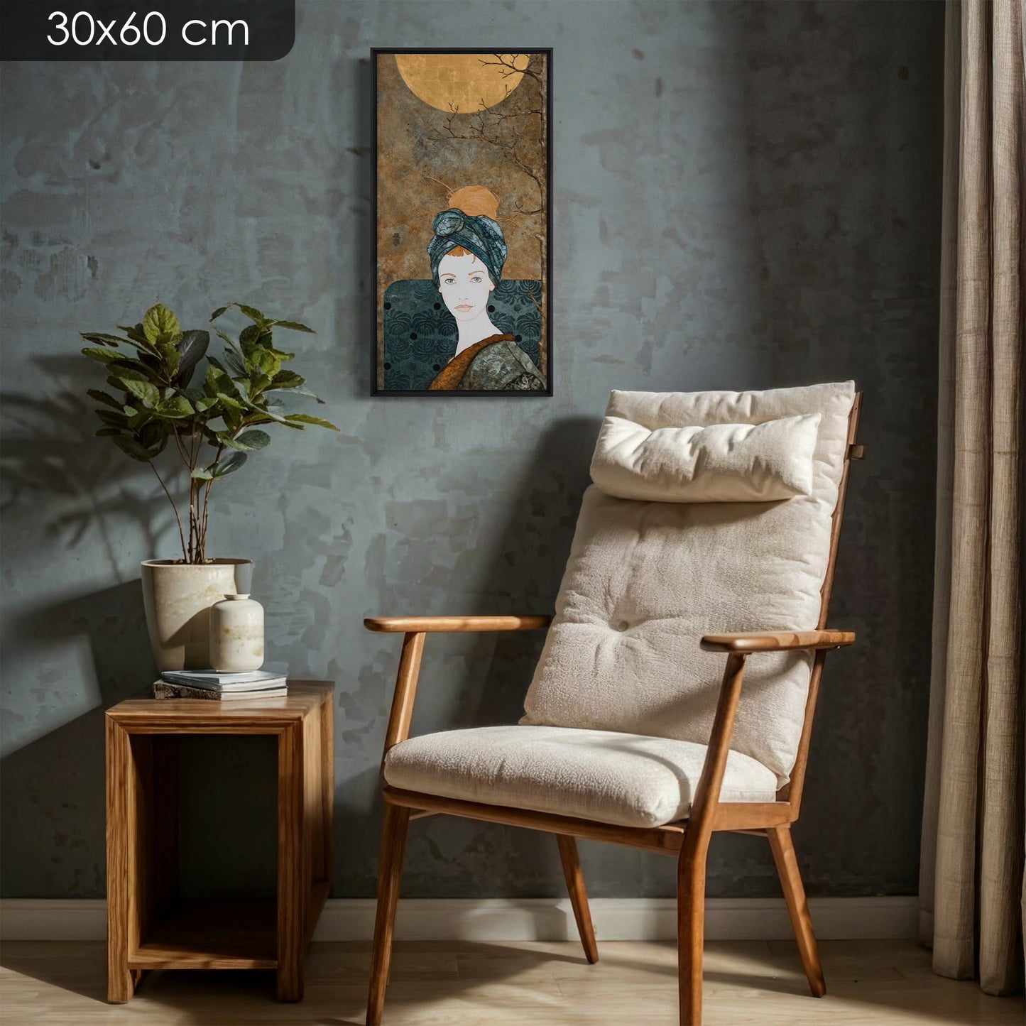 Triptyque portrait féminin Lalou Kraffe 30*60 et 40*80