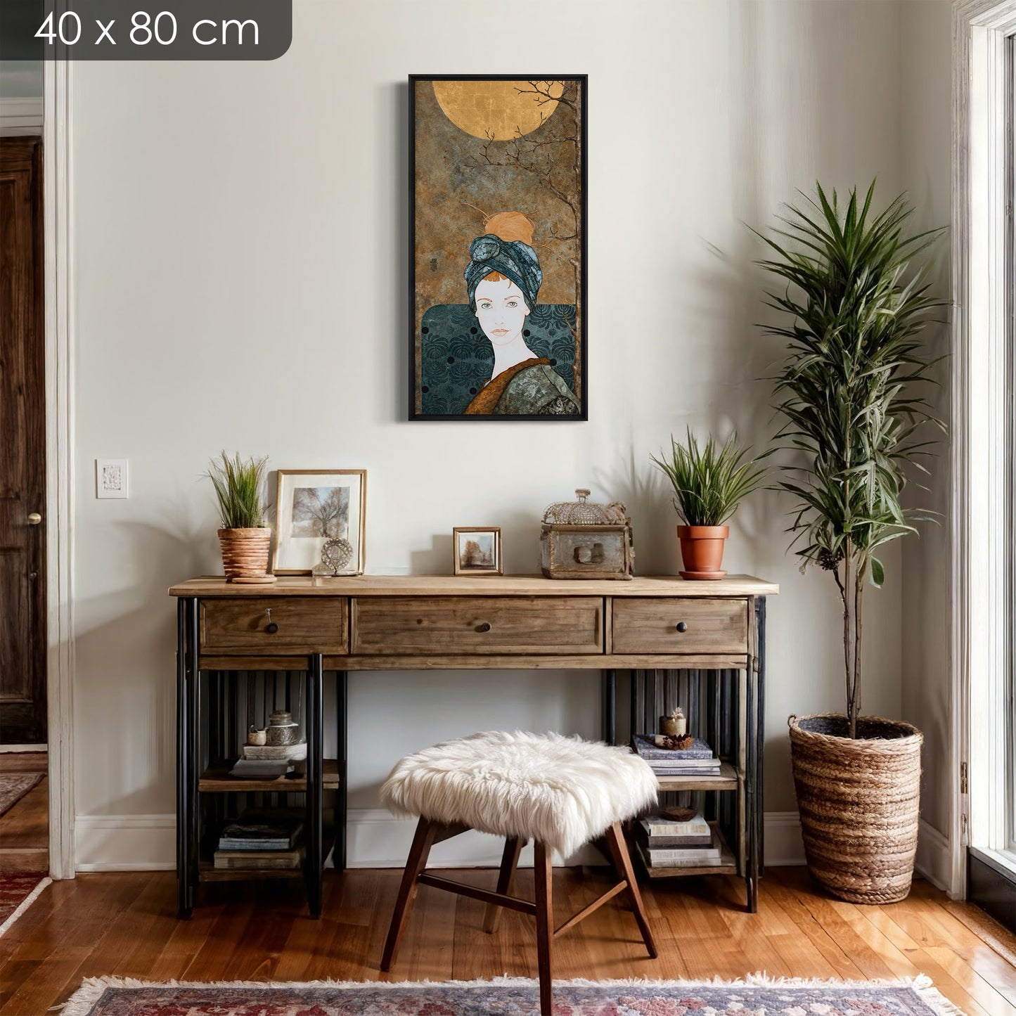 Triptyque portrait féminin Lalou Kraffe 30*60 et 40*80