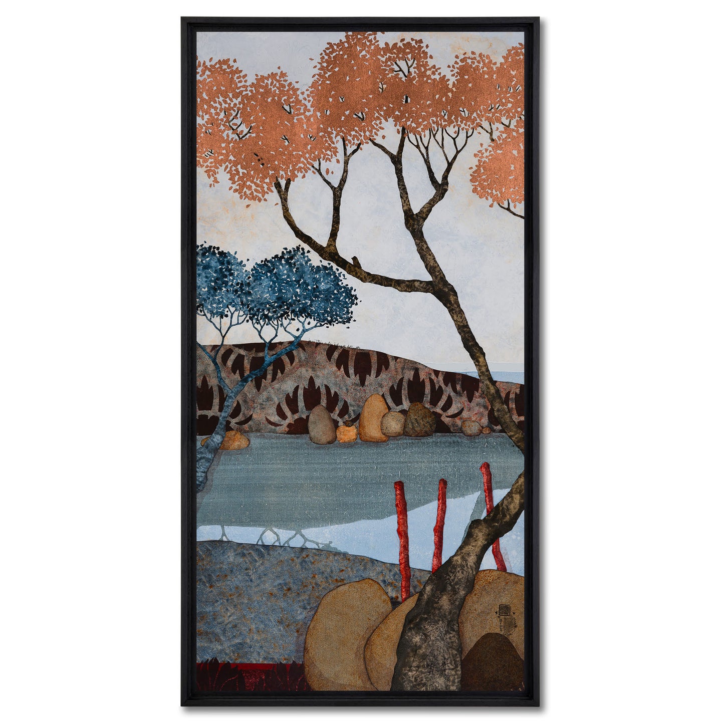 Sérénité, paysages japonisants, triptyque, Auray, Honfleur et Pont-Aven, Galerie KLE, Lalou Kraffe, contemplation