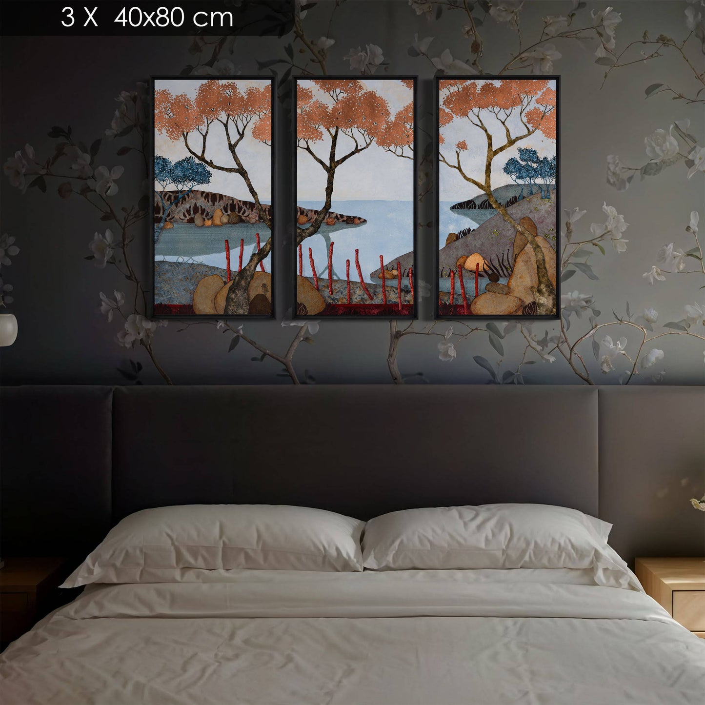Sérénité, paysages japonisants, triptyque, Auray, Honfleur et Pont-Aven, Galerie KLE, Lalou Kraffe, contemplation