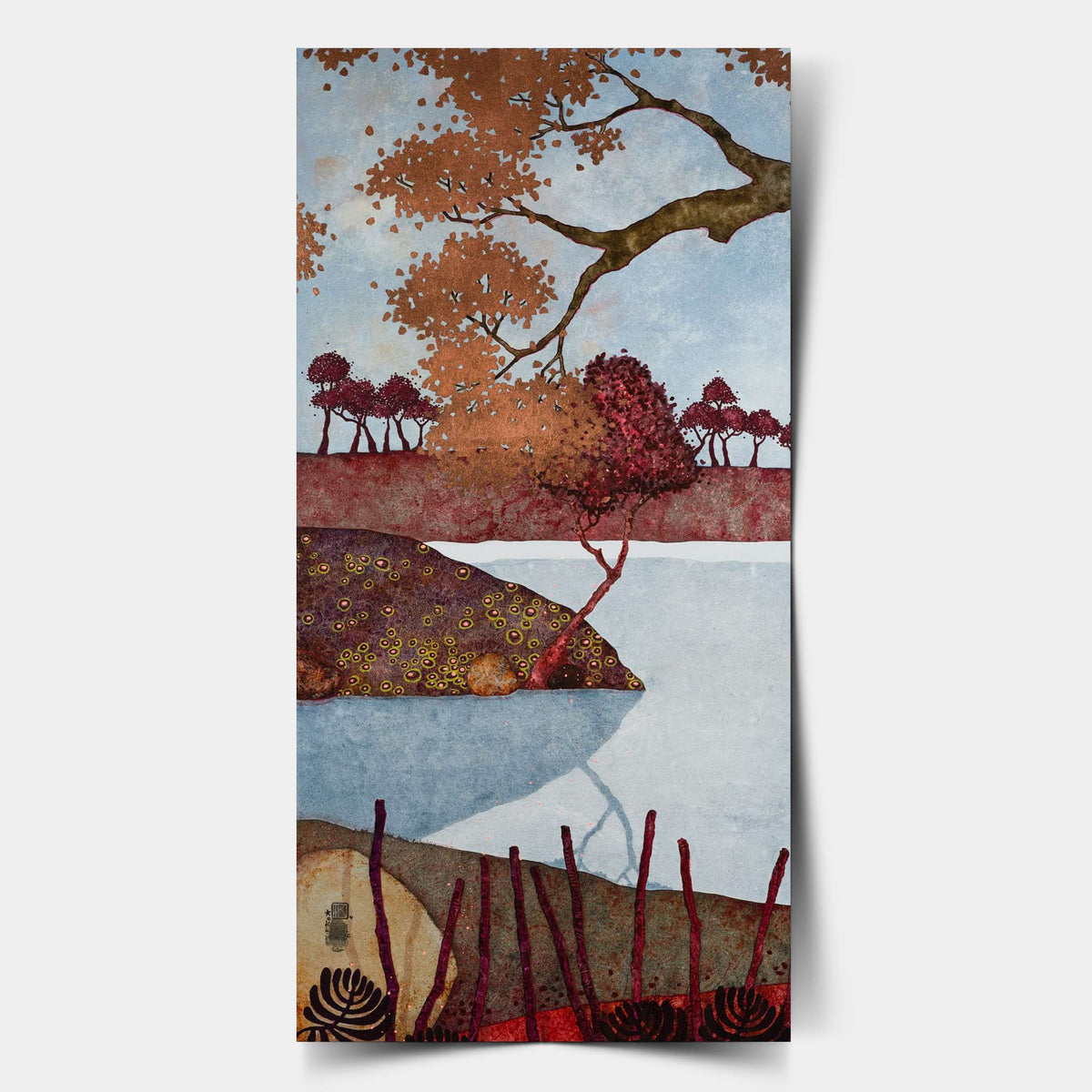 Paysages japonisants, triptyque, figuratif, paysage breton, estampe japonaise, japonisme, artiste française contemporaine, Bretagne et Normandie