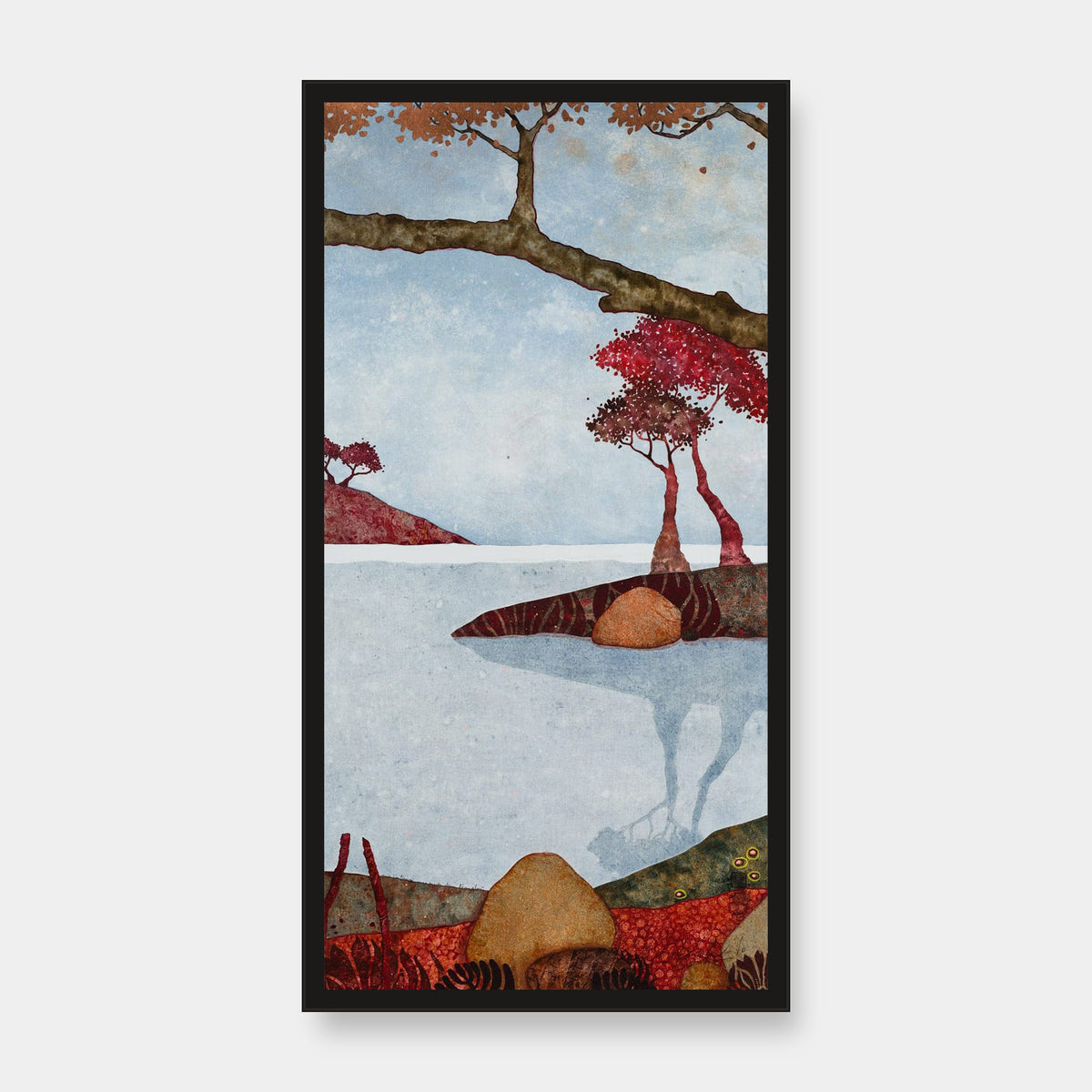 Triptyque 2B: « Puis j’ai trempé mes pieds dans l’eau glacée » — édition d’art 30 × 60 cm avec cadre noir — vue de face