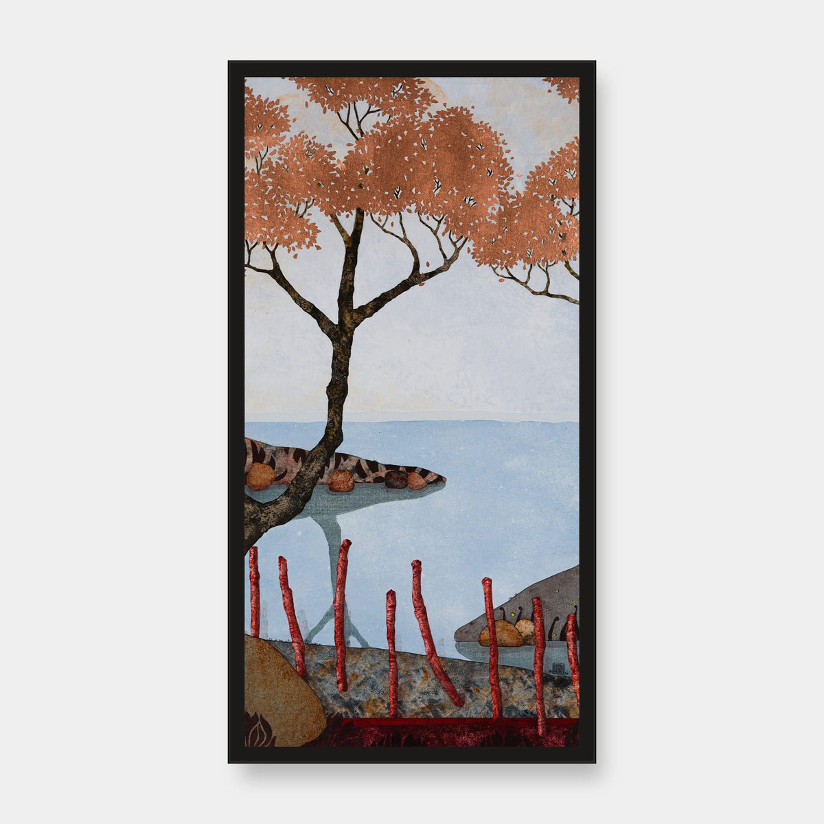 Triptyque 3B: « Et je me retrouvais là, assise, ici ou ici... » — édition d’art 30 × 60 cm avec cadre noir — vue de face