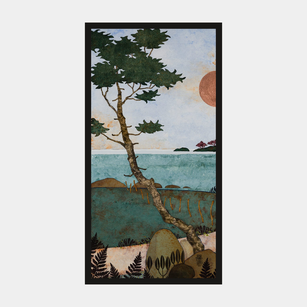 Triptyque 4A — édition d’art signée 30 × 60 cm de Lalou Kraffe — tirage avec cadre noir, vue de face