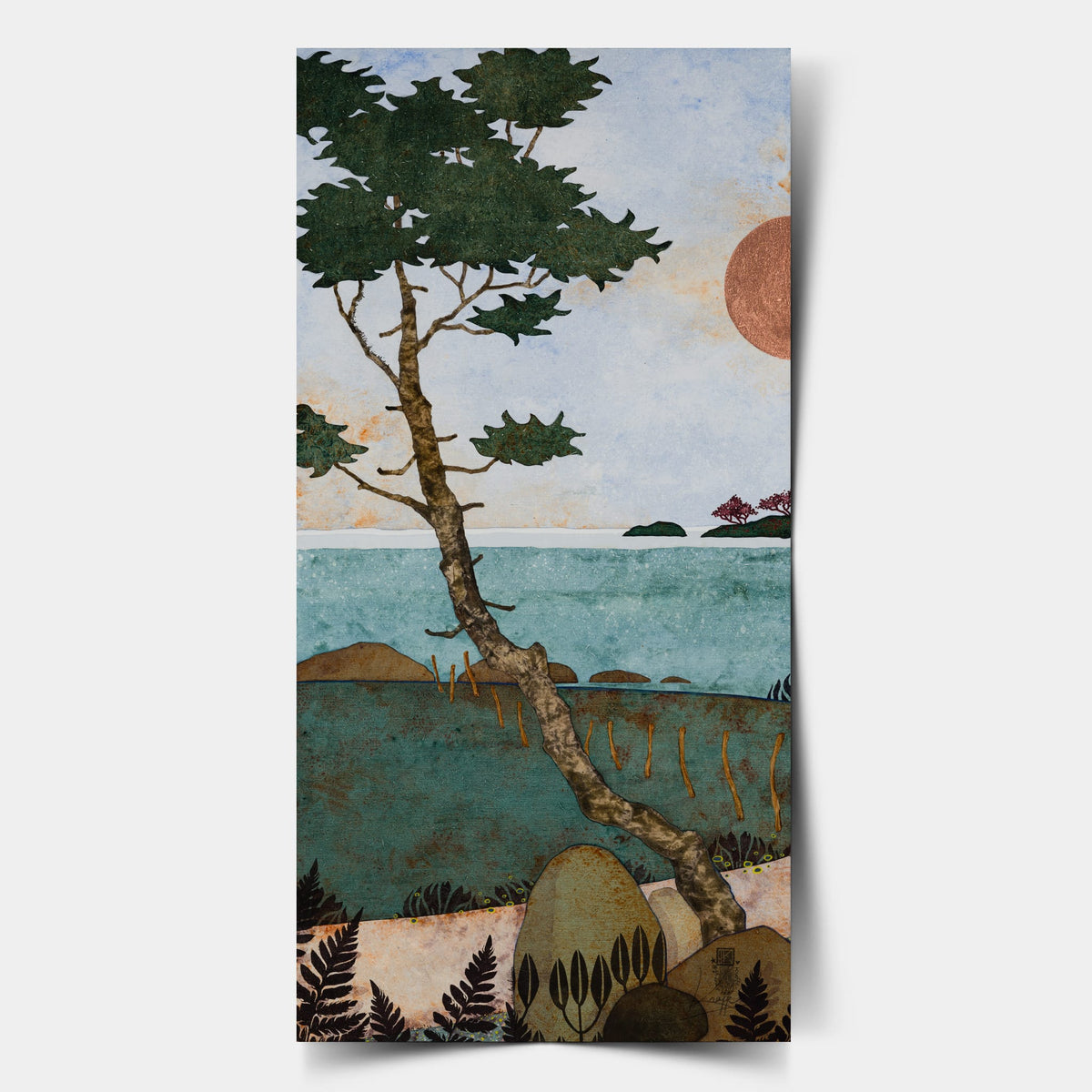 Triptyque 4A : Une colonie de martinets emplit l'air de cris stridents. Et moi... Je baguenaude sur les chemins. — édition d’art 30 × 60 cm, tirage seul, gabarit de présentation — Lalou Kraffe