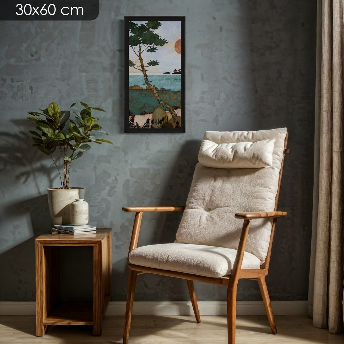 Triptyque 4A — édition d’art signée 30 × 60 cm de Lalou Kraffe — simulation du tirage avec cadre noir