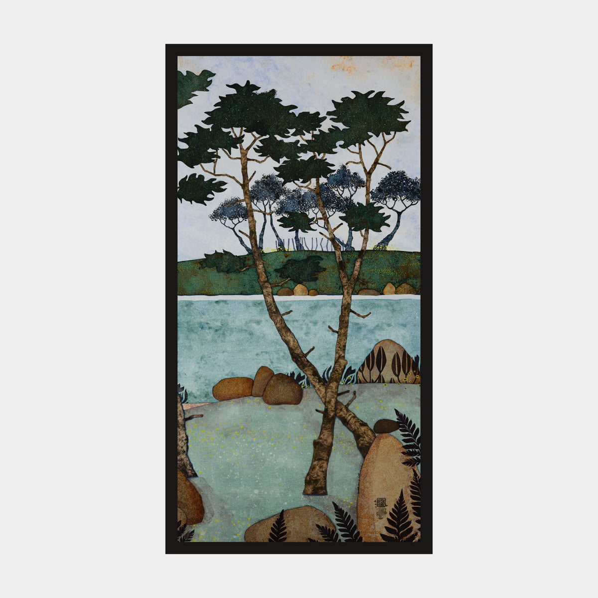 Triptyque 4C — édition d’art signée 30 × 60 cm de Lalou Kraffe — tirage avec cadre noir, vue de face