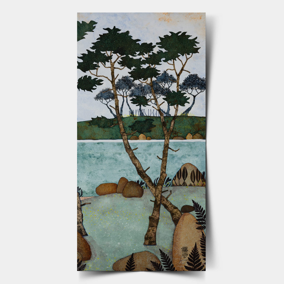 Triptyque 4C : Trois mouettes qui râlent pendant que je siffle au soleil — édition d’art 30 × 60 cm, tirage seul, gabarit de présentation — Lalou Kraffe