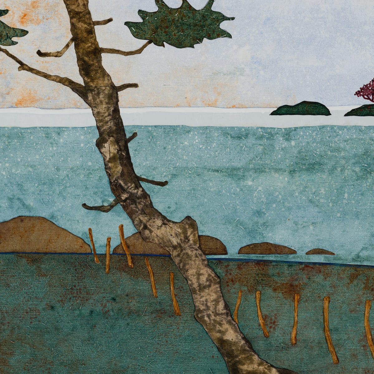 Triptyque original 4A — détail de l’arbre, de l’eau et des matières