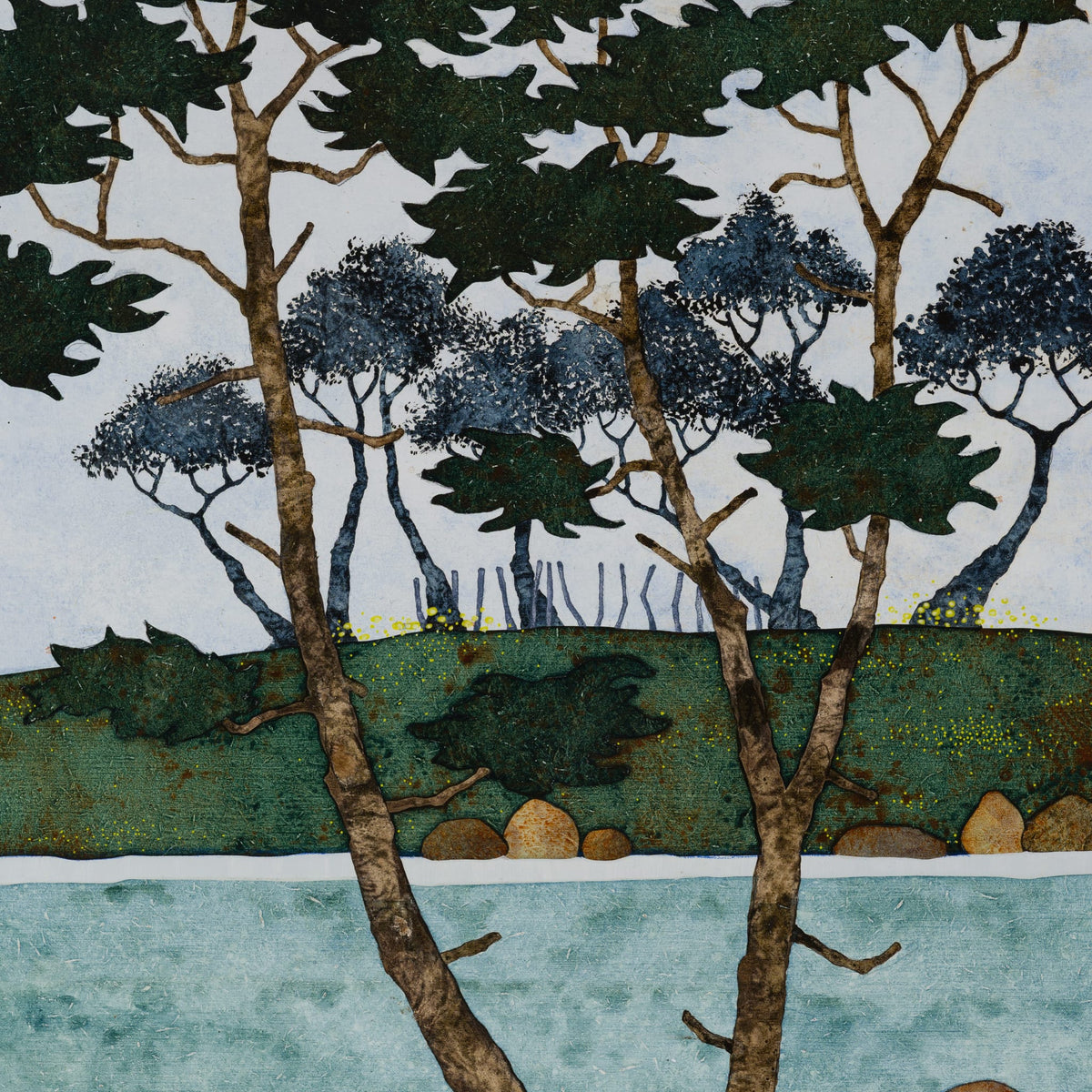 Triptyque original 4C — détail des arbres et du paysage de bord d’eau