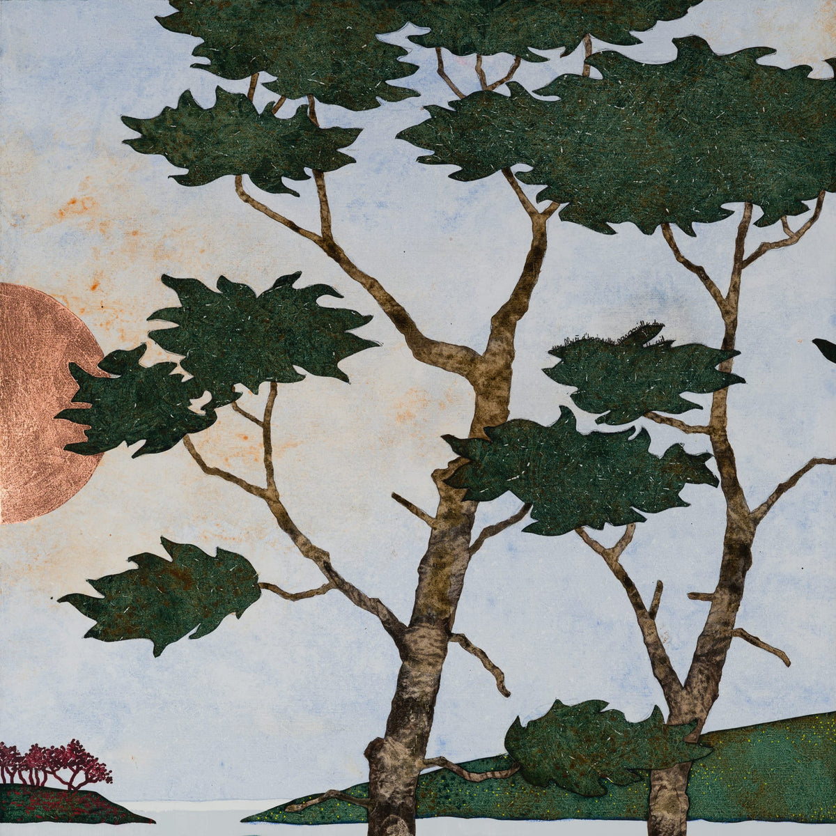 Triptyque original 4B — détail des arbres, du ciel et des matières