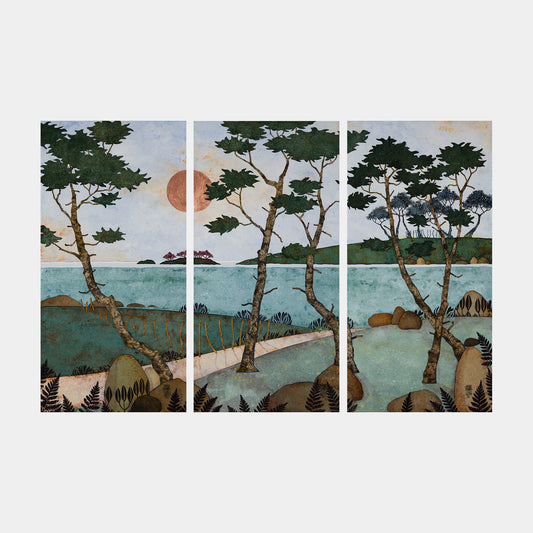 Triptyque original 4 — les trois peintures seules, dans l’ordre 4A, 4B, 4C