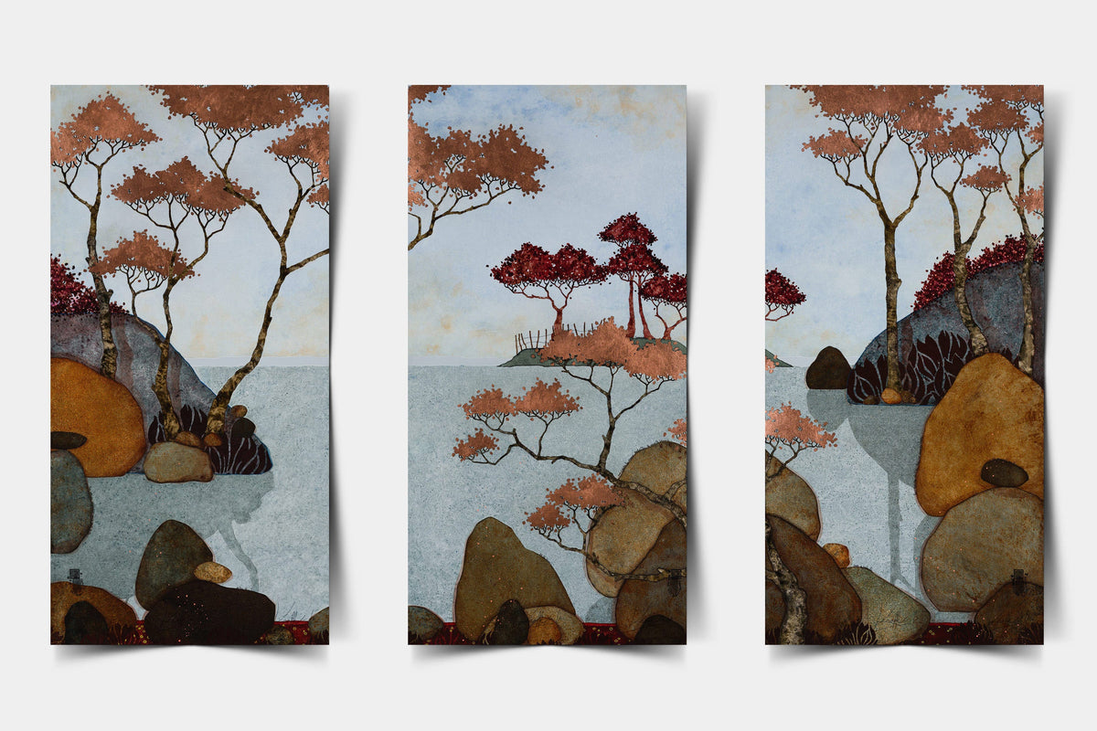 Triptyque — « Se poser là, attendre que le soleil se lève… » — Édition d’art — ensemble complet