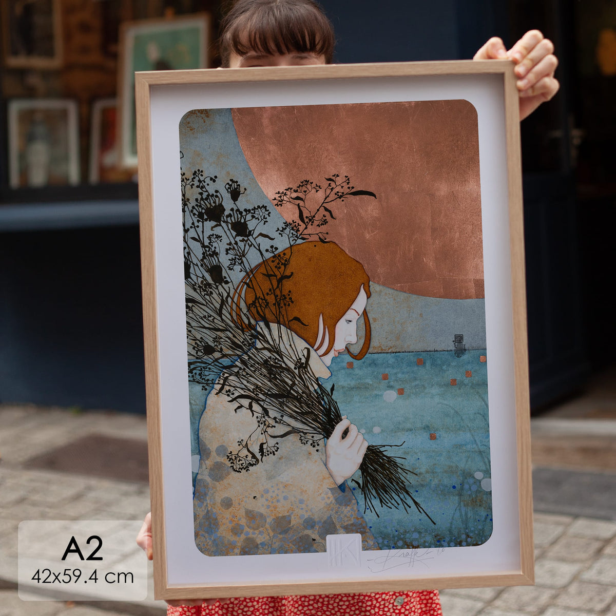 Heureuse, à pas de velours — édition d’art signée A3/A2 — edition art a2 chene gabarit — Lalou Kraffe