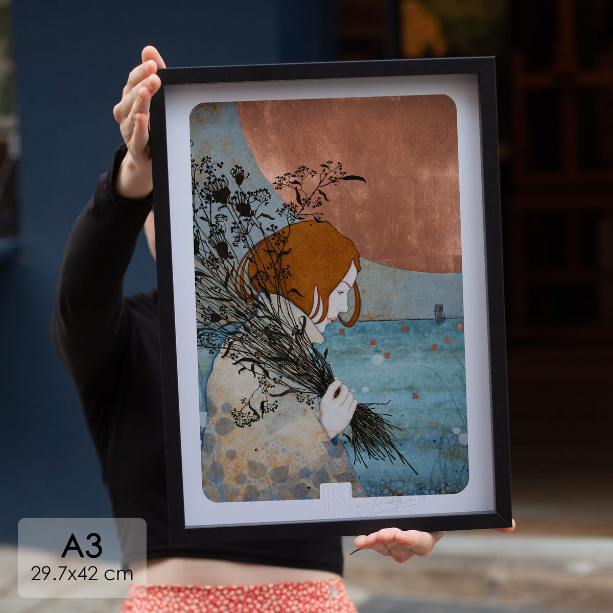 Heureuse, à pas de velours — édition d’art signée A3/A2 — edition art a3 noir gabarit — Lalou Kraffe